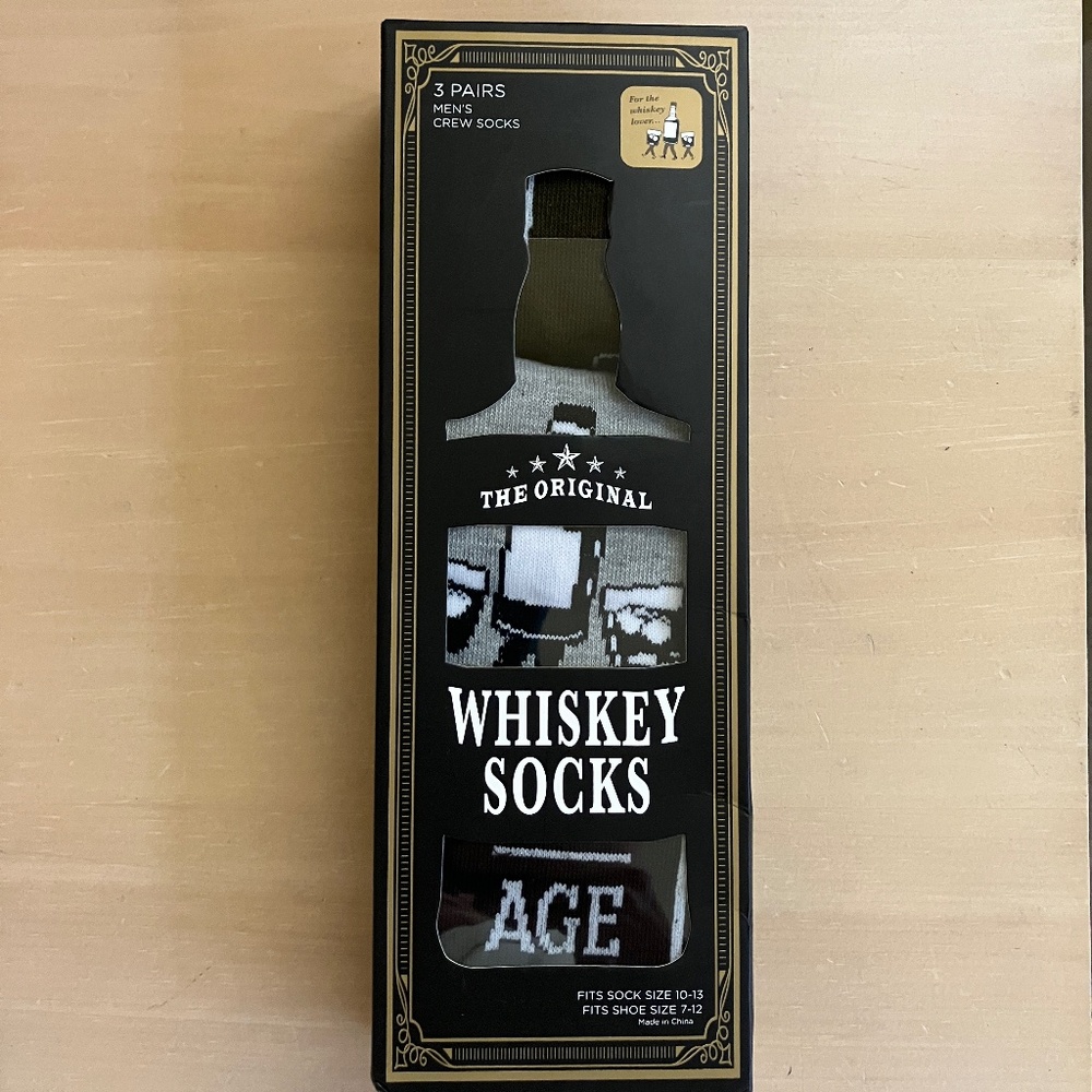Whiskey Novelty Mens Crew Socks 3 Pack NEW Dad Gift